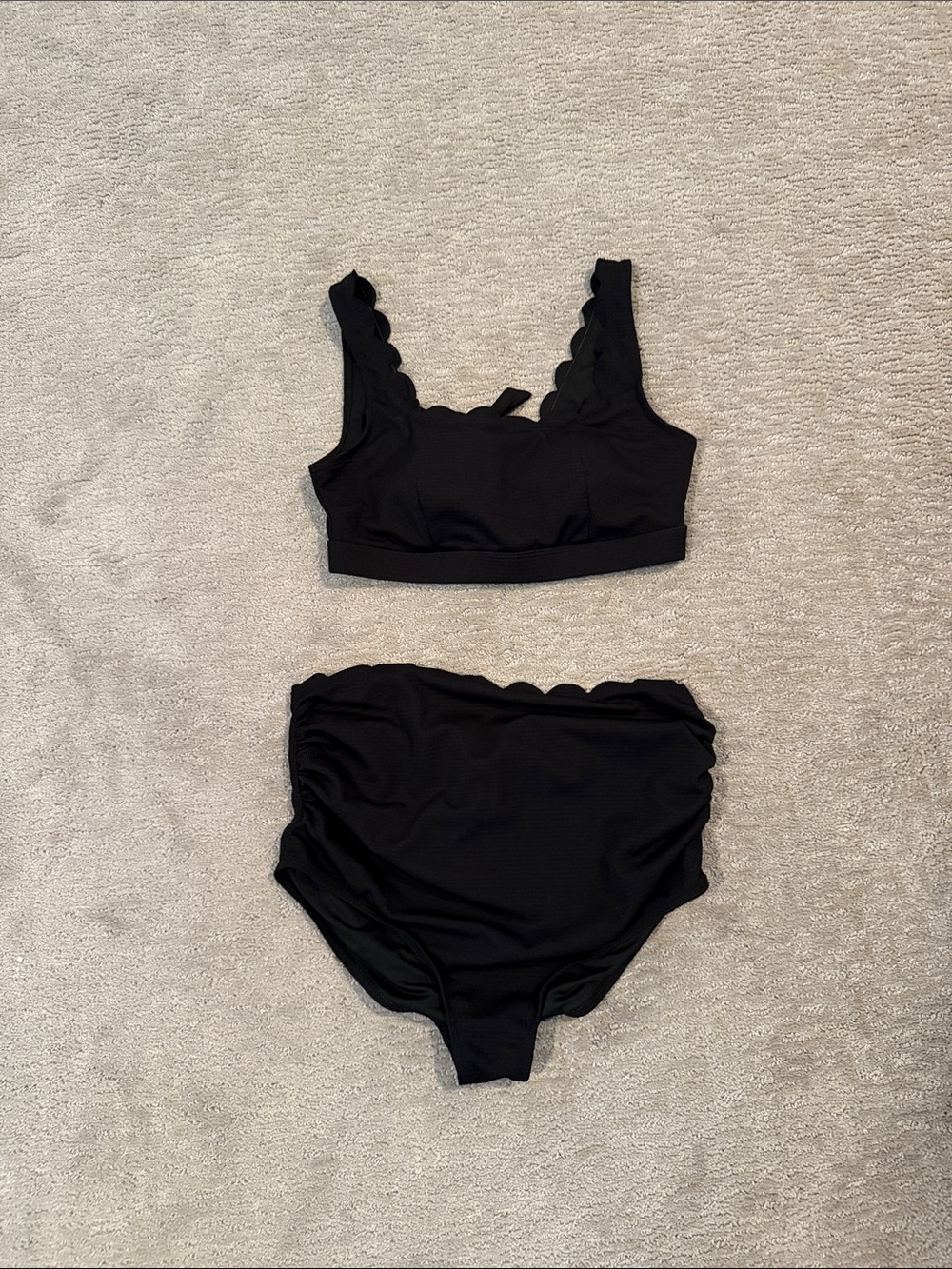 Black Scallop Trim Two-Piece Maternity Bikini